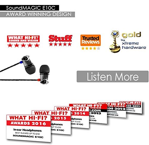 Soundmagic E10C หูฟัง In-Ear Noise Isolating with Microphone Hi-Fi Award มีไมค์ควบคุมเสียง สีเงิน ของแท้ ประกันศูนย์ 1ปี (Silver)