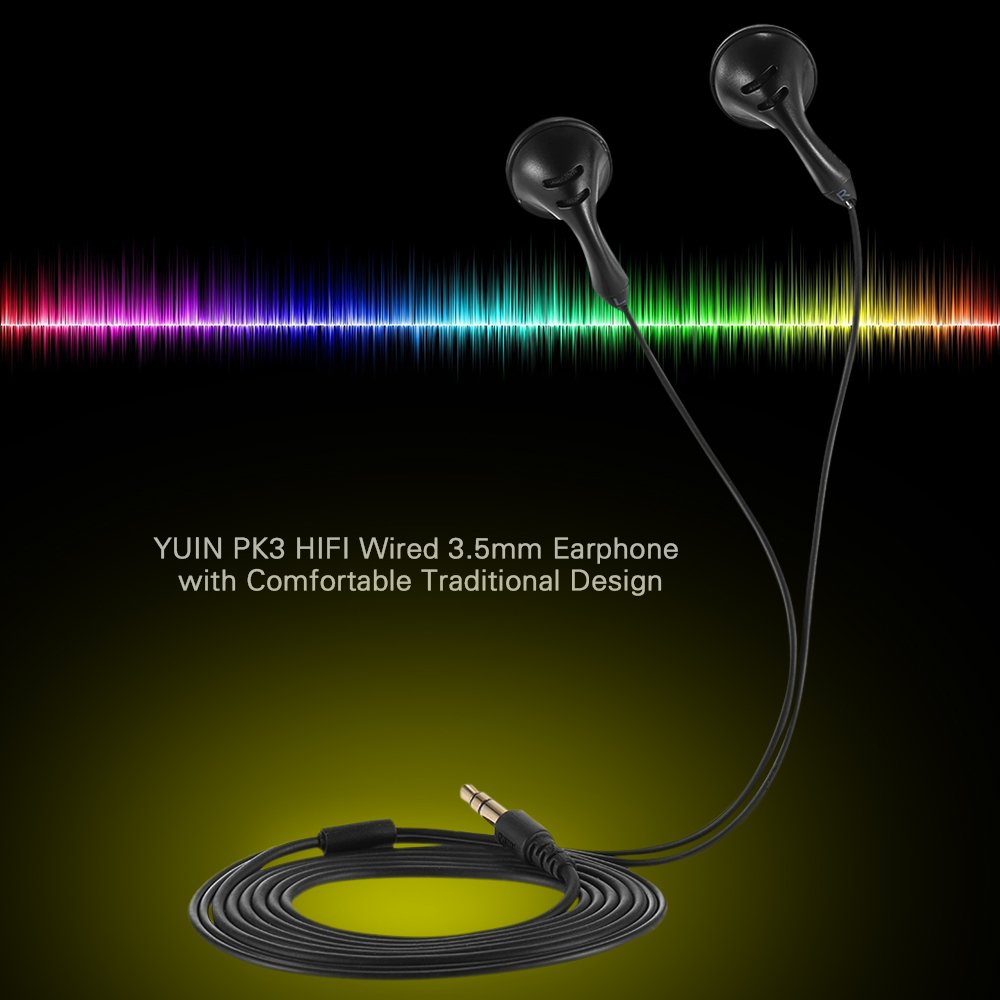 Yuin PK3 Earbuds หูฟังเอียบัด สีดำ ของแท้ ประกันศูนย์ 1ปี