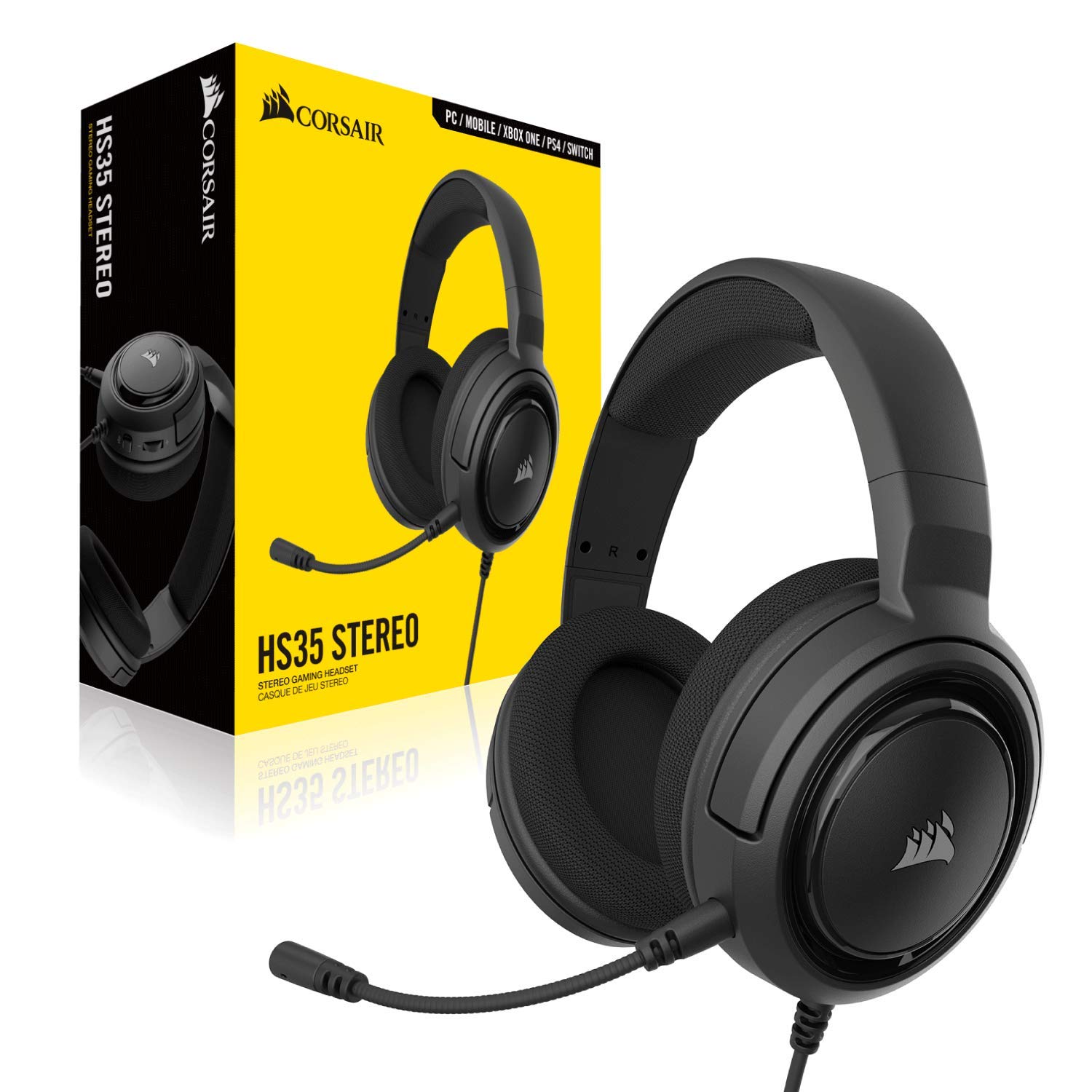 Corsair HS35 Stereo Gaming Headset สีดำ ประกันศูนย์ 2ปี ของแท้ หูฟังสำหรับเล่นเกม (Black)