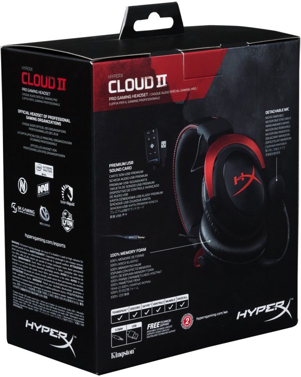 HyperX Cloud II - Pro Gaming Headset สีแดง ประกันศูนย์ 2ปี ของแท้ หูฟังสำหรับเล่นเกม (Red)