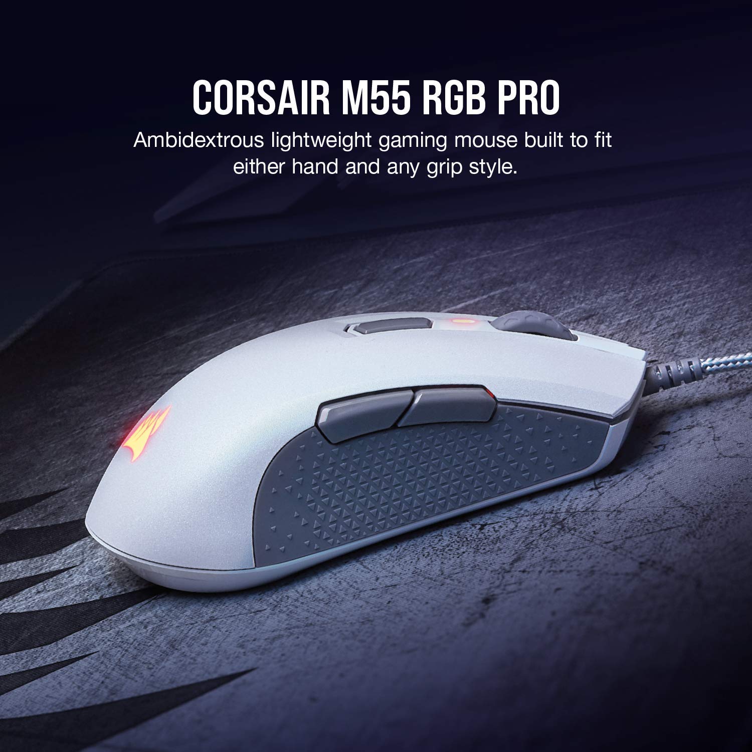 Corsair M55 RGB Pro Wired Gaming Mouse ของแท้ ประกันศูนย์ 2ปี (White)