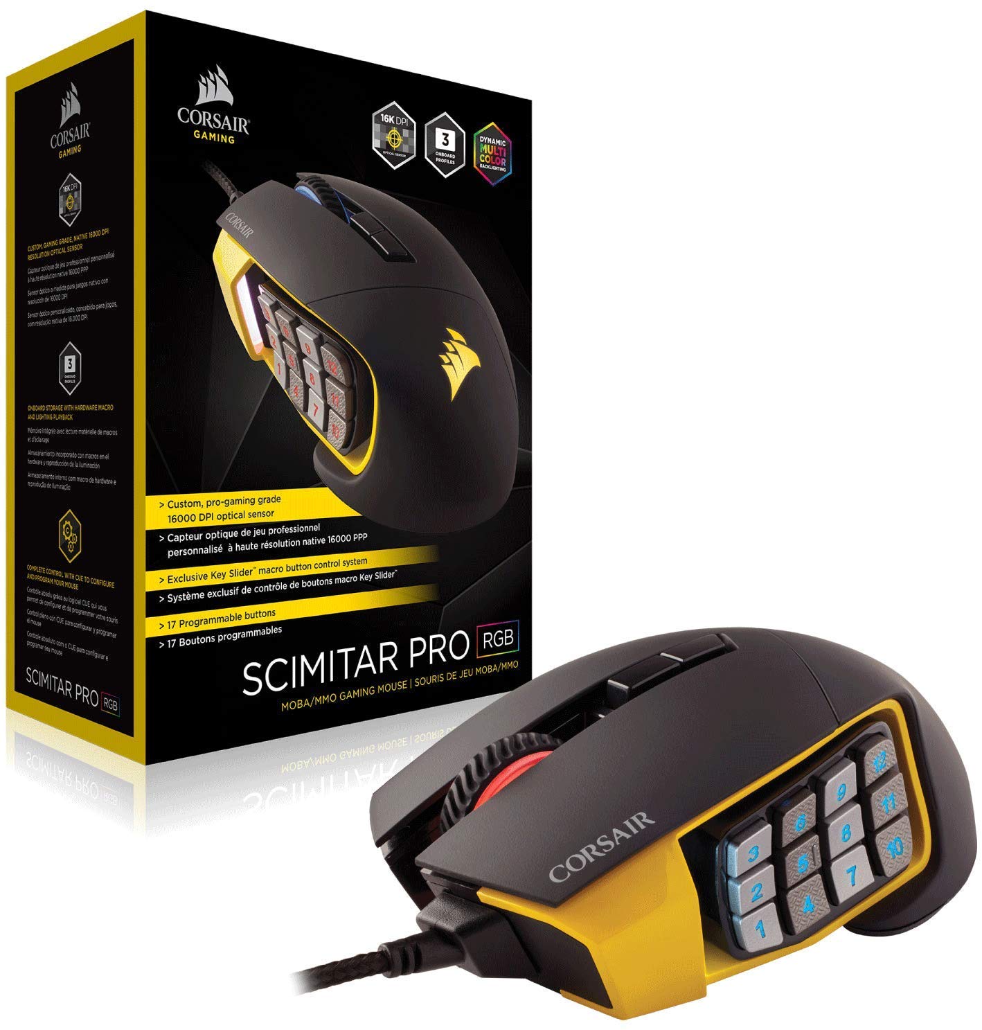 Corsair Scimitar PRO RGB Optical MOBA/MMO Gaming Mouse ของแท้ ประกันศูนย์ 2ปี (Yellow)