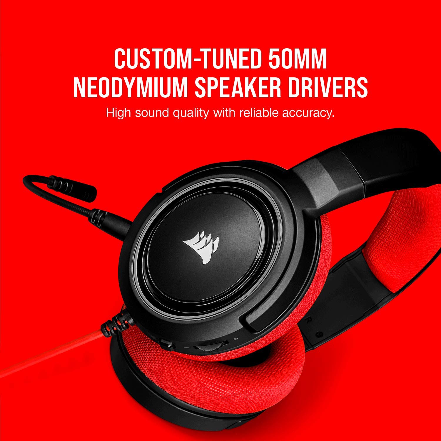 Corsair HS35 Stereo Gaming Headset สีแดง ประกันศูนย์ 2ปี ของแท้ หูฟังสำหรับเล่นเกม (Red)