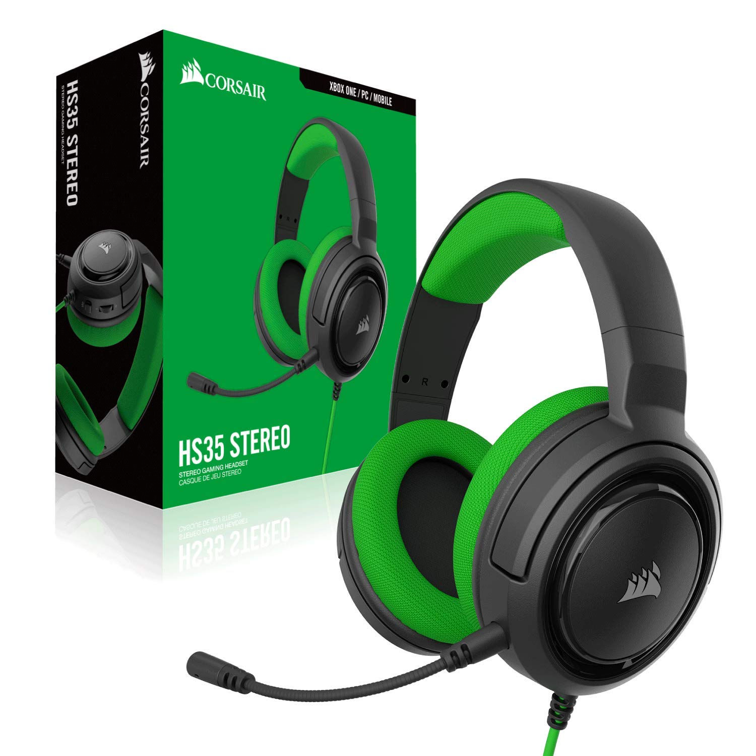 Corsair HS35 Stereo Gaming Headset สีเขียว ประกันศูนย์ 2ปี ของแท้ หูฟังสำหรับเล่นเกม (Green)