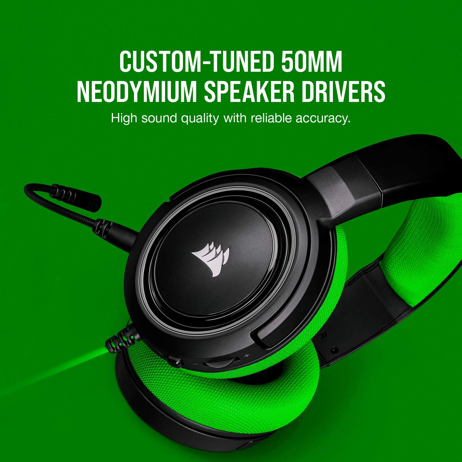Corsair HS35 Stereo Gaming Headset สีเขียว ประกันศูนย์ 2ปี ของแท้ หูฟังสำหรับเล่นเกม (Green)