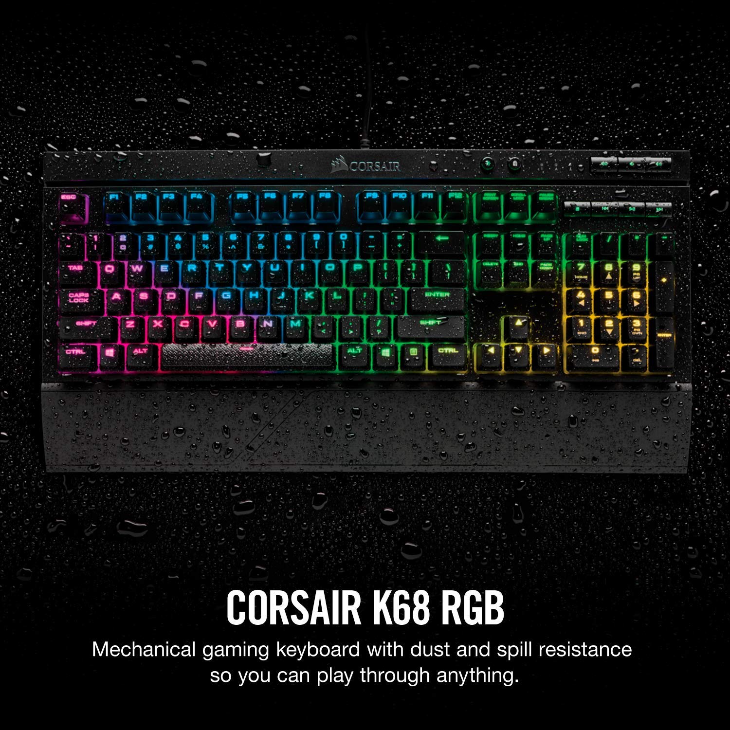 Corsair K68 RGB Cherry MX Red Switch Mechanical Gaming Keyboard แป้นภาษาไทย/อังกฤษ ของแท้ ประกันศูนย์ 2ปี คีย์บอร์ด เกมส์