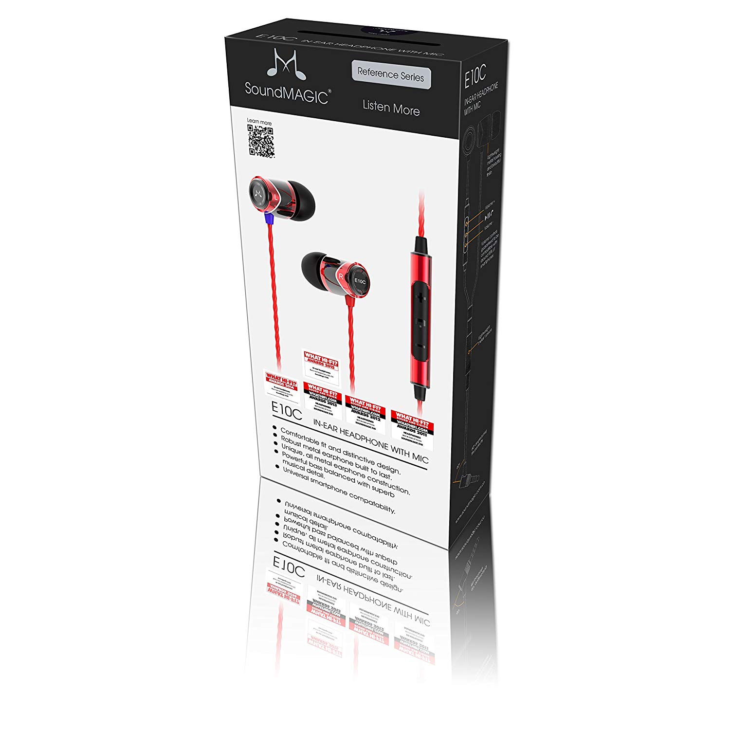 Soundmagic E10C หูฟัง In-Ear Noise Isolating with Microphone Hi-Fi Award มีไมค์ควบคุมเสียง สีแดง ของแท้ ประกันศูนย์ 1ปี (Red)