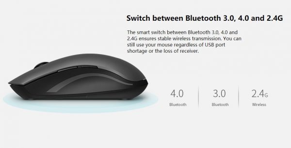 Rapoo 7200M Multi-mode Silent Wireless Mouse Bluetooth สีเทา ประกันศูนย์ 2ปี ของแท้ เสียงคลิกเบา (Grey)