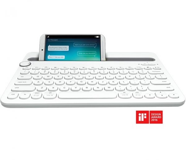 Logitech K480 Multi-Device Bluetooth Keyboard แป้นภาษาไทย/อังกฤษ ของแท้ ประกันศูนย์ 1ปี คีย์บอร์ด ไร้สาย (White)