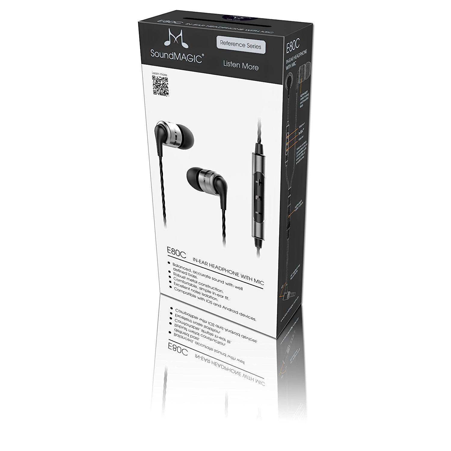 Soundmagic E80C หูฟัง In-Ear Noise Isolating with Microphone มีไมค์ควบคุมเสียง สีดำ ของแท้ ประกันศูนย์ 1ปี (Black)