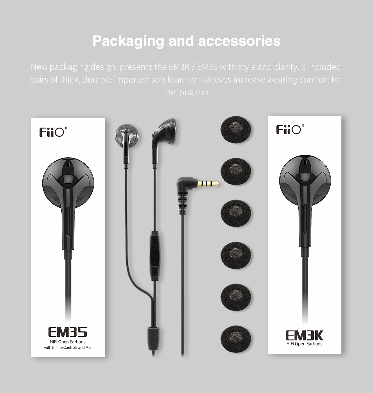 FiiO EM3S Earbuds with In-Line Controls and Mic หูฟังทรง Classic เสียงดี ของแท้ ประกันศูนย์ 1ปี