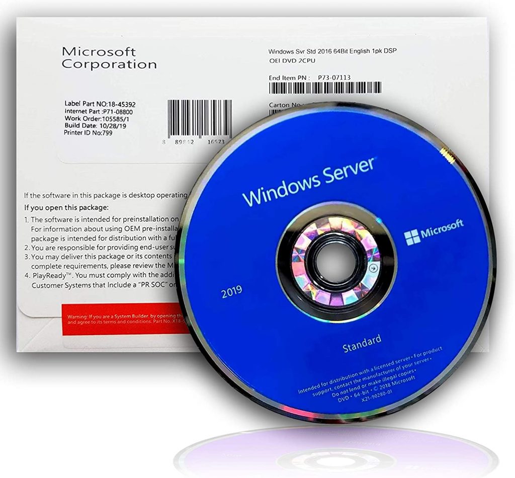 Microsoft Windows Server Standard 2019 64Bit English 1pk DSP OEI DVD 16 ...